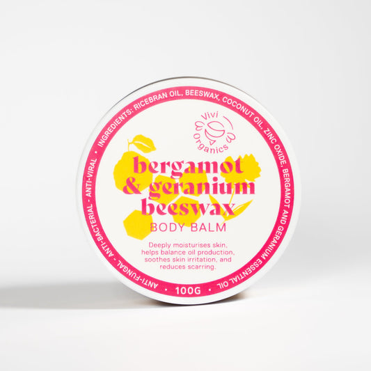 Vivi Organics Bergamot, Geranium & Zinc Oxide Beeswax Body Balm